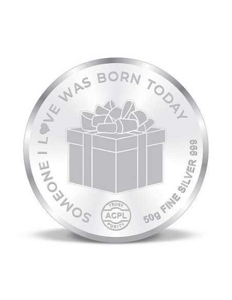 Precious Moments Color Happy Birthday BIS Hallmarked Silver Coin Of 50 Gram in 999 Purity / Fineness by ACPL