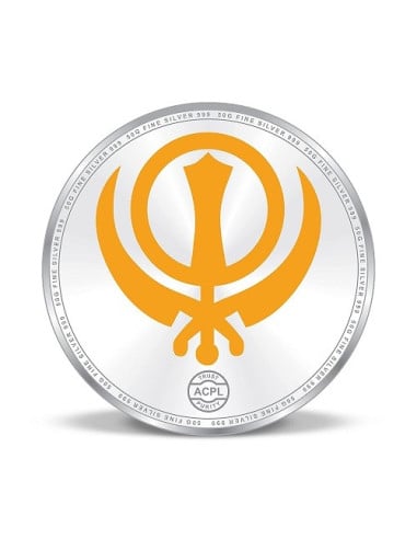 Precious Moments Color Waheguru Ji BIS Hallmarked Silver Coin Of 50 Gram in 999 Purity / Fineness by ACPL