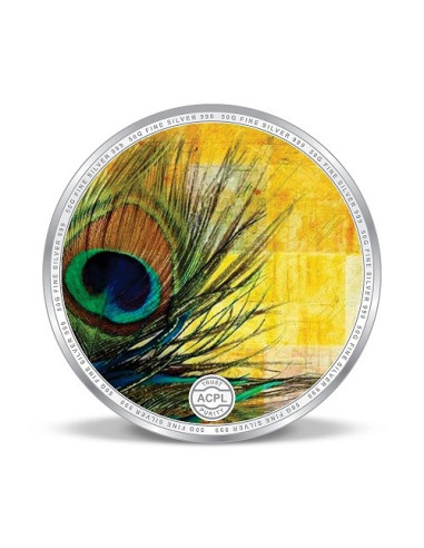 Precious Moments Color Radha Krishna BIS Hallmarked Silver Coin Of 50 Gram in 999 Purity / Fineness by ACPL