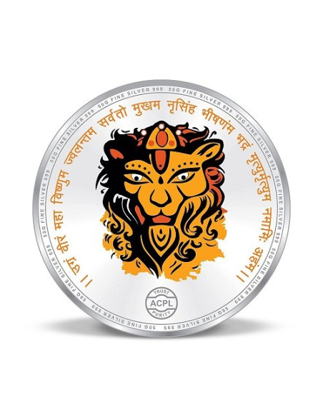 Precious Moments Color Narasimha BIS Hallmarked Silver Coin Of 50 Gram in 999 Purity / Fineness by ACPL