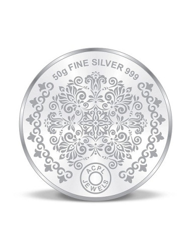 Precious Moments Color Ashtalakshmi BIS Hallmarked Silver Coin Of 50 Gram in 999 Purity / Fineness by ACPL