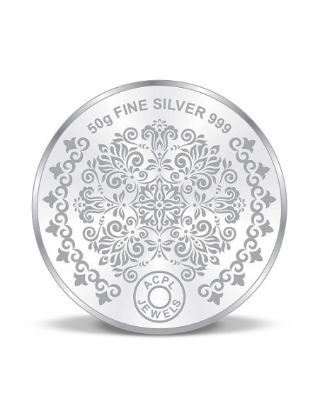 Precious Moments Color Ashtalakshmi BIS Hallmarked Silver Coin Of 50 Gram in 999 Purity / Fineness by ACPL