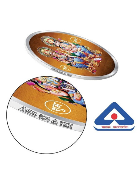 ACPL Personalised BIS Hallmarked Laxmi Ganesh Religious Silver Coin Of 10 Gram in 999 Purity / Fineness