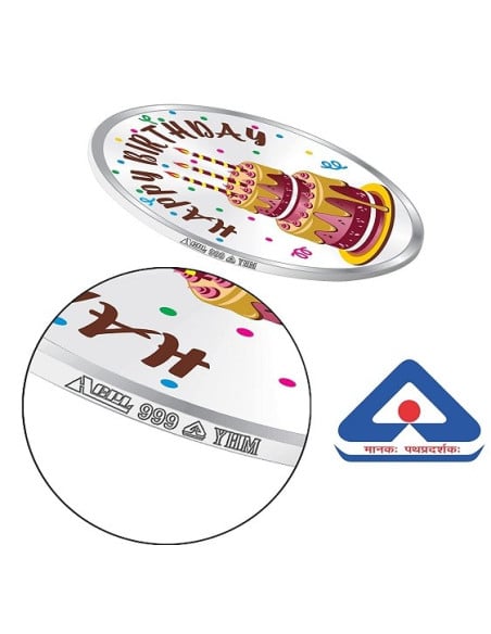 ACPL Personalised BIS Hallmarked Happy Birthday Silver Coin Of 10 Gram in 999 Purity / Fineness