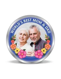 Precious Moments Personalised BIS Hallmarked Happy Parents Day Silver Coin Of 50 Gram in 999 Purity / Fineness By ACPL