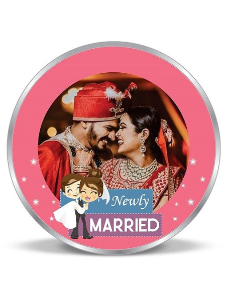 ACPL Personalised BIS Hallmarked Newly Married Silver Coin Of 10 Gram in 999 Purity / Fineness