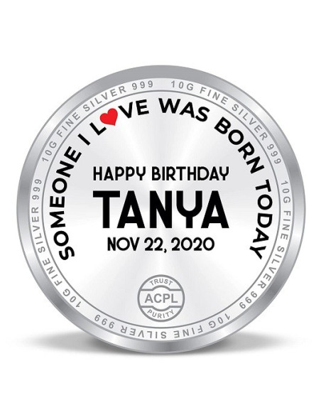 ACPL Personalised BIS Hallmarked Happy Birthday Silver Coin Of 10 Gram in 999 Purity / Fineness