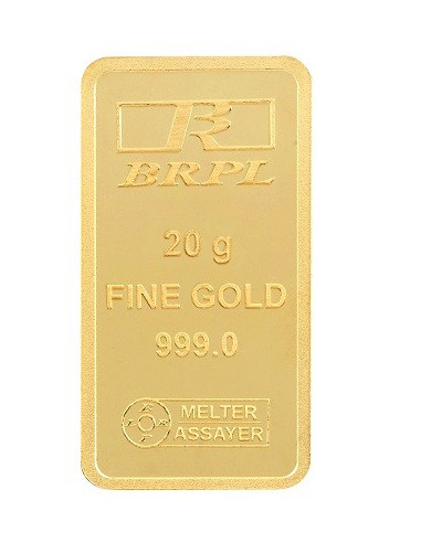 BRPL Bangalore Refinery Gold Bar Of 20 Grams in 24 Karat  999 Purity
