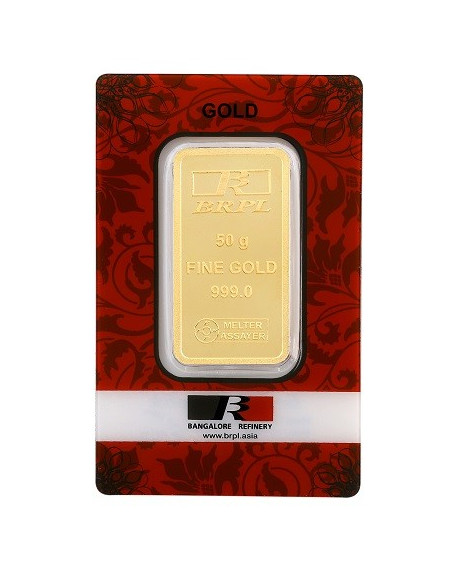 Buy BRPL Bangalore Refinery Gold Bar Of 50 Grams in 24kt  999 Purity