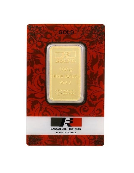 Buy BRPL Bangalore Refinery Gold Bar Of 100 Grams in 24Kt  999 Purity