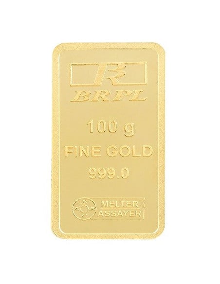Buy BRPL Bangalore Refinery Gold Bar Of 100 Grams in 24Kt  999 Purity