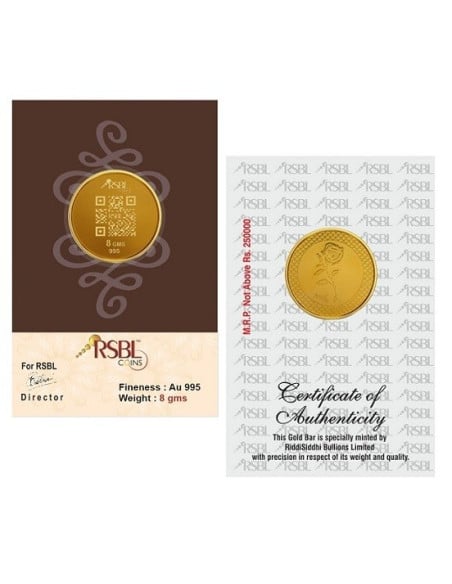 8 Gram Gold Coin - RSBL 24K (995 Purity)  | Live Price Today