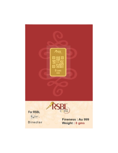 Buy RSBL Gold Bar 8 Grams 24Kt Gold 999 Purity I CoinBazaar