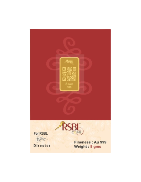 Buy RSBL Gold Bar 8 Grams 24Kt Gold 999 Purity I CoinBazaar