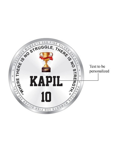 Precious Moments Personalised BIS Hallmarked Sports Silver Square Coin Of 20 Gram in 999 Purity / Fineness By ACPL
