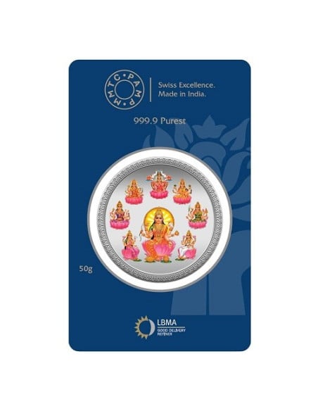 MMTC PAMP Ashtalakshmi Colored Silver Coin of 50 Gram in 999.9 Purity