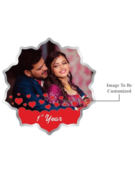 Precious Moments Personalised BIS Hallmarked Wedding Anniversary Silver Flower Shape Coin Of 50 Gram in 999 Purity by ACPL