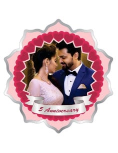 Precious Moments Personalised BIS Hallmarked Wedding Anniversary Silver Flower Shape Coin Of 50 Gram in 999 Purity by ACPL