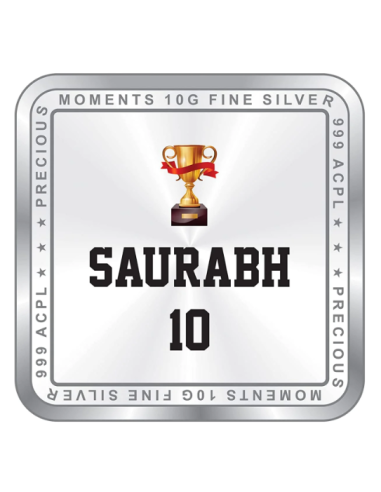 Precious Moments Personalised BIS Hallmarked Sports Silver Square Coin Of 50 Gram in 999 Purity / Fineness By ACPL