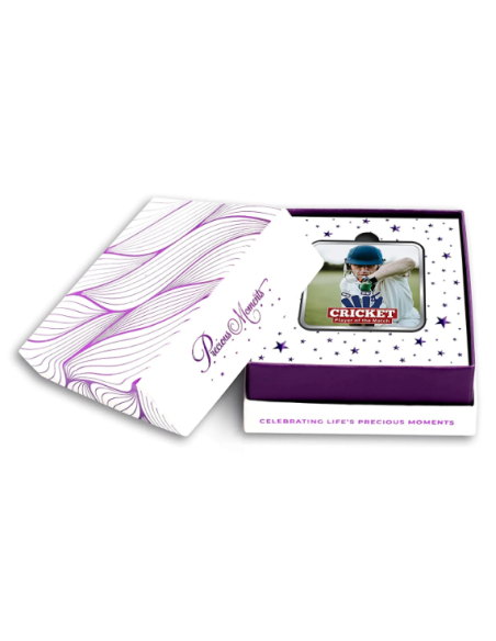 Precious Moments Personalised BIS Hallmarked Sports Silver Square Coin Of 50 Gram in 999 Purity / Fineness By ACPL
