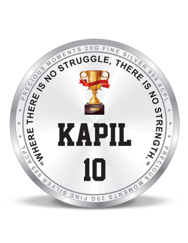 Precious Moments Personalised BIS Hallmarked Sports Silver Square Coin Of 50 Gram in 999 Purity / Fineness By ACPL