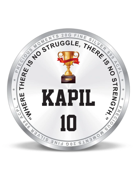 Precious Moments Personalised BIS Hallmarked Sports Silver Square Coin Of 50 Gram in 999 Purity / Fineness By ACPL