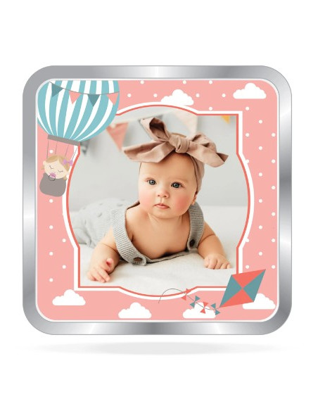 ACPL Personalised BIS Hallmarked New Born Baby Girl Silver Square Coin Of 10 Gram in 999 Purity / Fineness