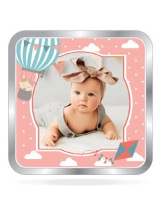 ACPL Personalised BIS Hallmarked New Born Baby Girl Silver Square Coin Of 10 Gram in 999 Purity / Fineness