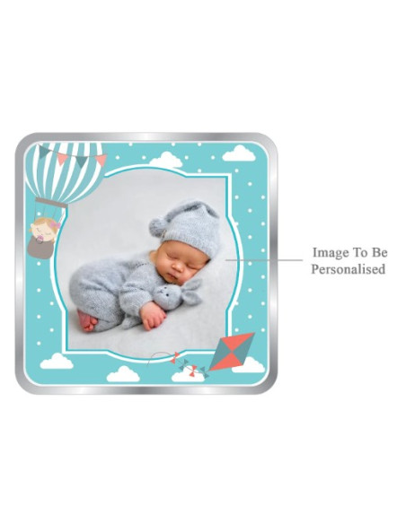 ACPL Personalised BIS Hallmarked New Born Baby Boy Silver Square Coin Of 10 Gram in 999 Purity / Fineness