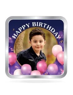 ACPL Personalised BIS Hallmarked Happy Birthday Silver Square Coin Of 10 Gram in 999 Purity / Fineness