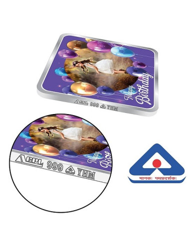ACPL Personalised BIS Hallmarked Happy Birthday Silver Square Coin Of 20 Gram in 999 Purity / Fineness
