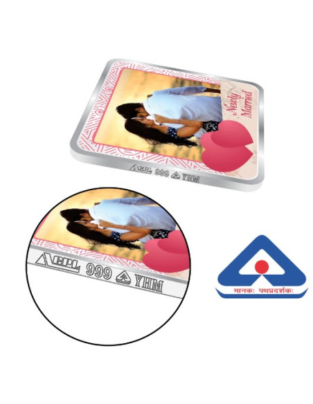 ACPL Personalised BIS Hallmarked NewMarried Silver Square Coin Of 10 Gram in 999 Purity / Fineness