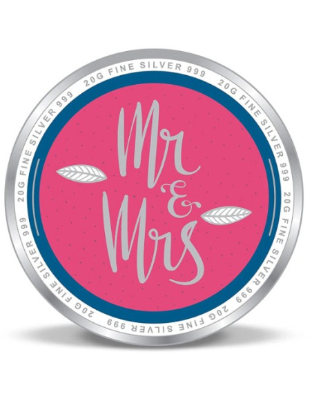 ACPL Personalised BIS Hallmarked Mr & Mrs  Silver Coin Of 20 Gram in 999 Purity / Fineness