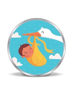 Precious Moments Personalised BIS Hallmarked New Born Baby Silver Coin Of 50 Gram in 999 Purity / Fineness by ACPL