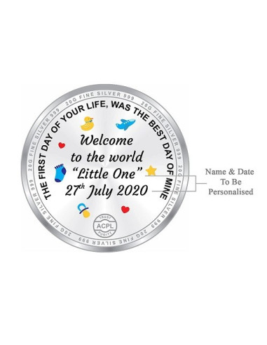 Precious Moments Personalised BIS Hallmarked New Born Baby Silver Coin