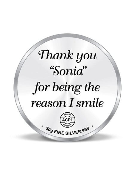 Precious Moments Personalised BIS Hallmarked Thank You Silver Coin Of