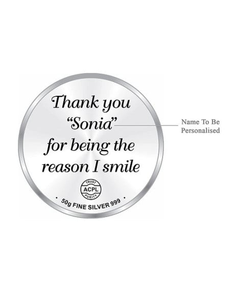 Precious Moments Personalised BIS Hallmarked Thank You Silver Coin Of