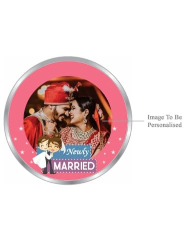 ACPL Personalised BIS Hallmarked Newly Married Silver Coin Of 10 Gram in 999 Purity / Fineness