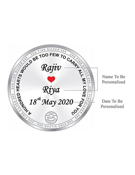 ACPL Personalised BIS Hallmarked Anniversaery Silver Coin Of 20 Gram in 999 Purity / Fineness