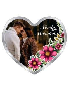 Precious Moments Personalised BIS Hallmarked New Married Silver Heart Shape Coin Of 20 Gram in 999 Purity by ACPL