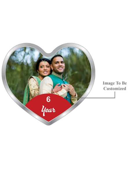 Precious Moments Personalised BIS Hallmarked New Married Silver Heart Shape Coin Of 20 Gram in 999 Purity by ACPL