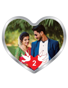 Precious Moments Personalised BIS Hallmarked Happy Married Silver Heart Shape Coin Of 20 Gram in 999 Purity by ACPL