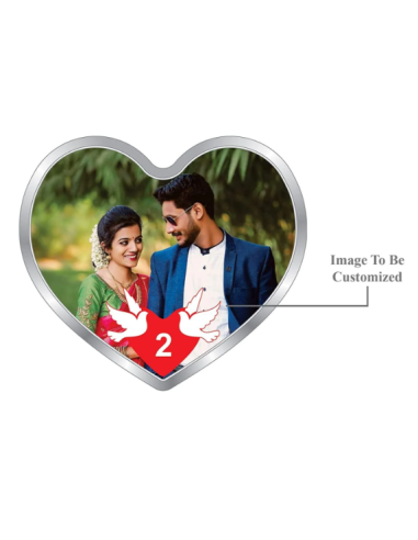 Precious Moments Personalised BIS Hallmarked Happy Married Silver Heart Shape Coin Of 20 Gram in 999 Purity by ACPL