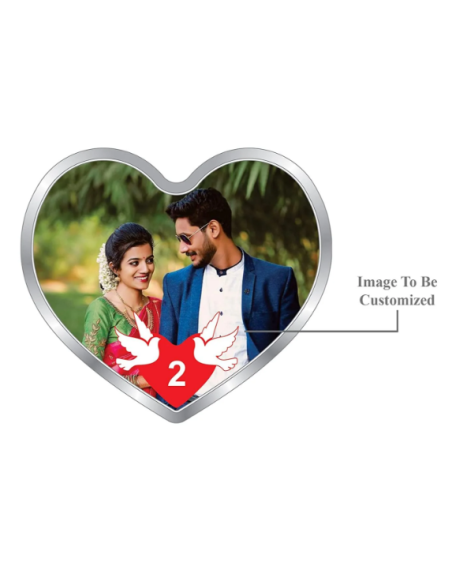 Precious Moments Personalised BIS Hallmarked Happy Married Silver Heart Shape Coin Of 20 Gram in 999 Purity by ACPL