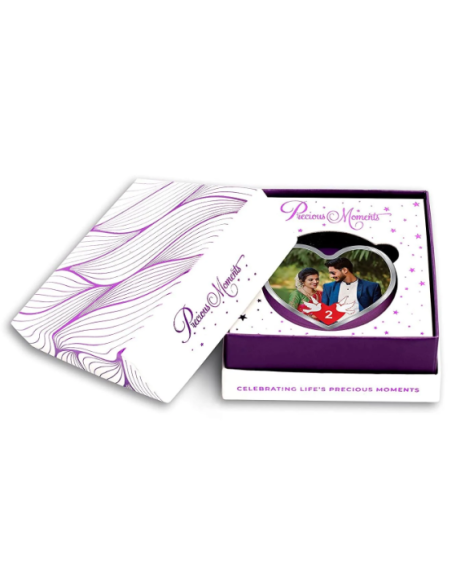 Precious Moments Personalised BIS Hallmarked Happy Married Silver Heart Shape Coin Of 20 Gram in 999 Purity by ACPL
