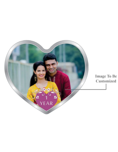 Precious Moments Personalised BIS Hallmarked New Married Silver Heart Shape Coin Of 20 Gram in 999 Purity by ACPL