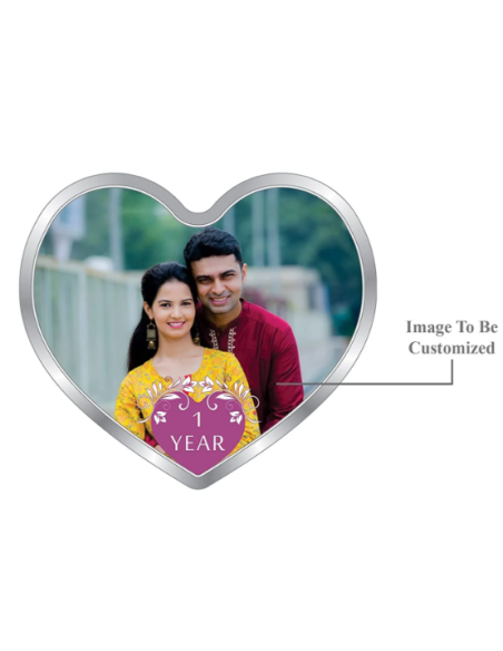 Precious Moments Personalised BIS Hallmarked New Married Silver Heart Shape Coin Of 20 Gram in 999 Purity by ACPL