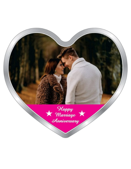 Precious Moments Personalised BIS Hallmarked Happy Anniversary Silver Heart Shape Coin Of 20 Gram in 999 Purity by ACPL