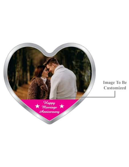 Precious Moments Personalised BIS Hallmarked Happy Anniversary Silver Heart Shape Coin Of 20 Gram in 999 Purity by ACPL