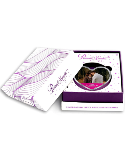 Precious Moments Personalised BIS Hallmarked Happy Anniversary Silver Heart Shape Coin Of 20 Gram in 999 Purity by ACPL